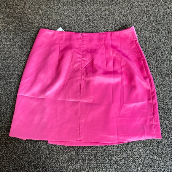 Nasty Gal Heart Cutout Satin Mini Skirt Hot Pink Size 4 - Picture 4 of 7